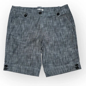 Sandro Women's Gray Blue Chambray Chino Shorts Size 14 Casual Textured 11”